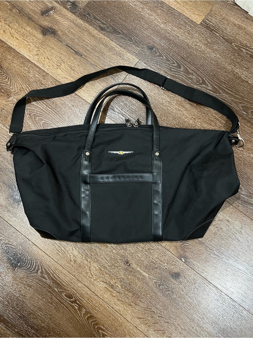 Chrysler black Nylon Travel Duffel Bag with Shoulder Strap
